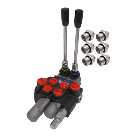 ROZDZIELACZ HYDR. 2SEKCJE 40L ZATRZASK + PRZYŁĄCZA